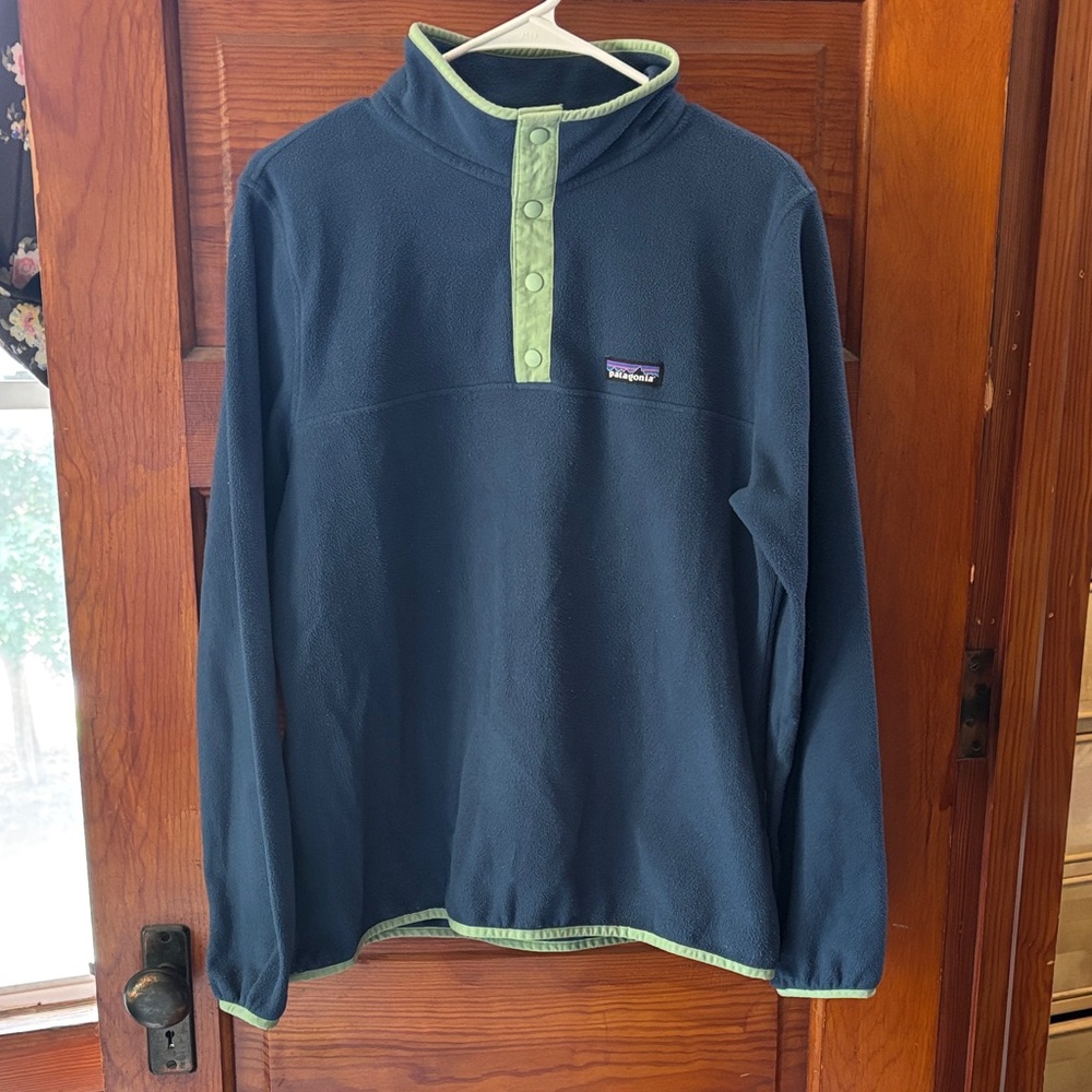 Men's Large Patagonia Blue and Green Snap-T Fleece